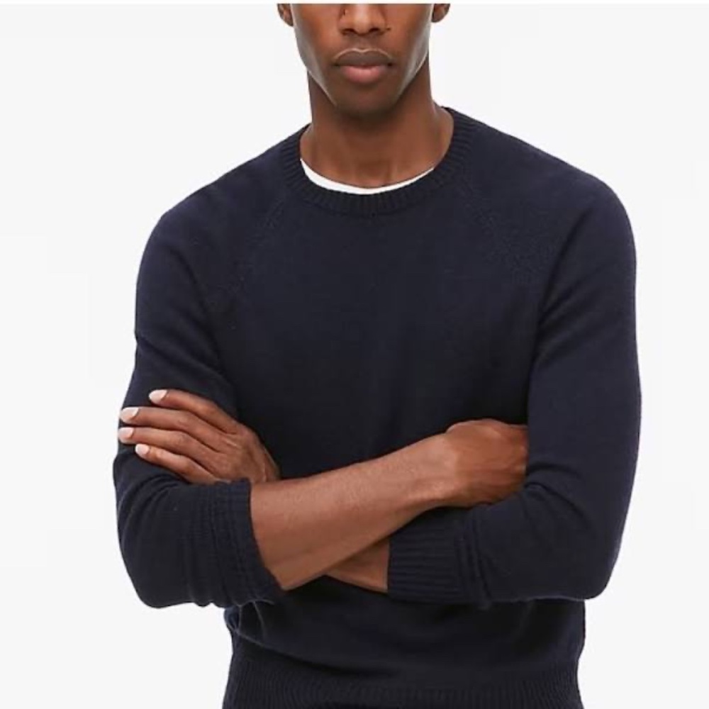 J Crew Mens Supersoft lambswool-blend crewneck sweater in Navy XXL